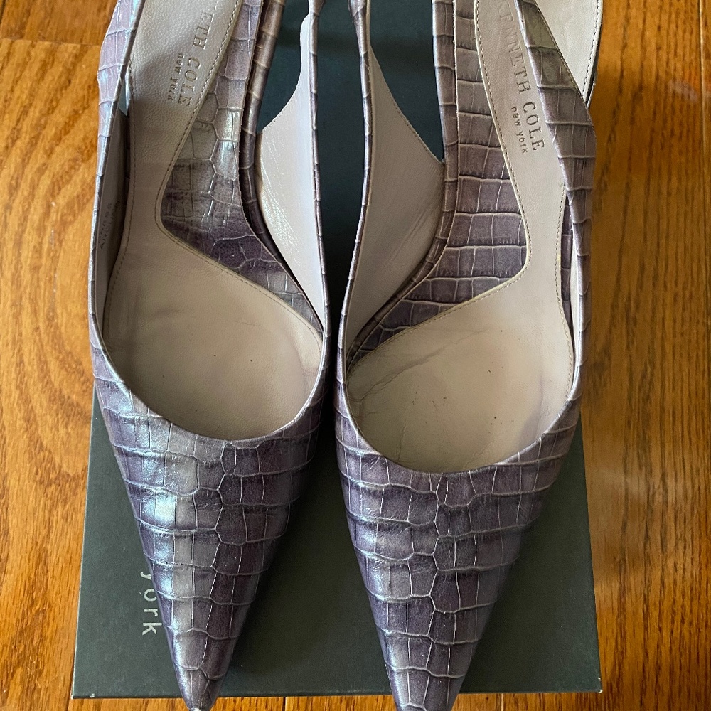 Purple Croc Kenneth Cole Sling back heels